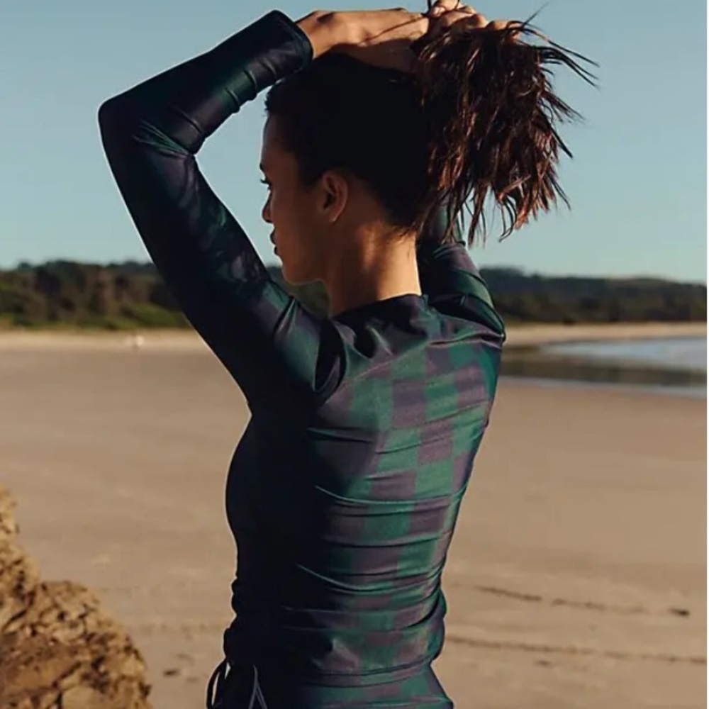 Free People x Salt Gypsy Ruched Printed UV Protection Surf Rashguard | NWT - Picture 2 of 9